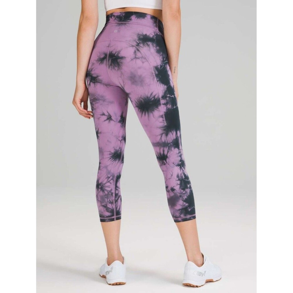 Lululemon Power Thru High-Rise Crop 23", Size 6, Wisteria Graphite Tie Dye